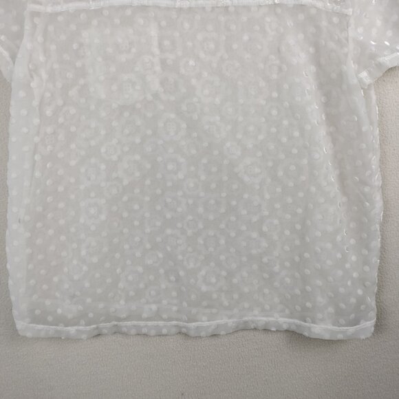Abercrombie & Fitch White Shear Fairy Top Womens M Floral Gauzy Cottagecore Y2K - Picture 14 of 15